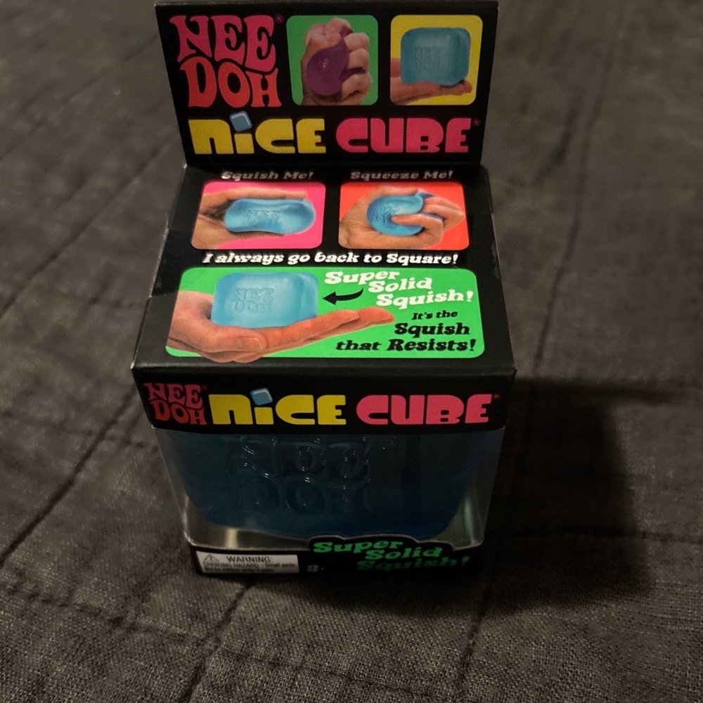 Schylling NeeDoh Nice Cube Blue Sensory Fidget Stress Toy Super Solid Squish
